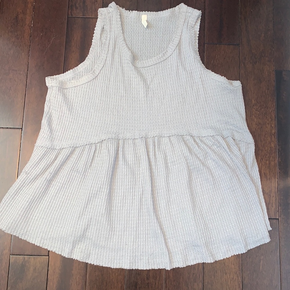 Grey Waffle Knit Maternity Sleeveless Tank Top